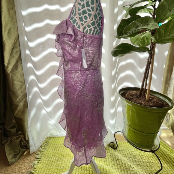 Sweet Storm Purple Metallic Ruffle Mini Dress - Picture 6 of 14